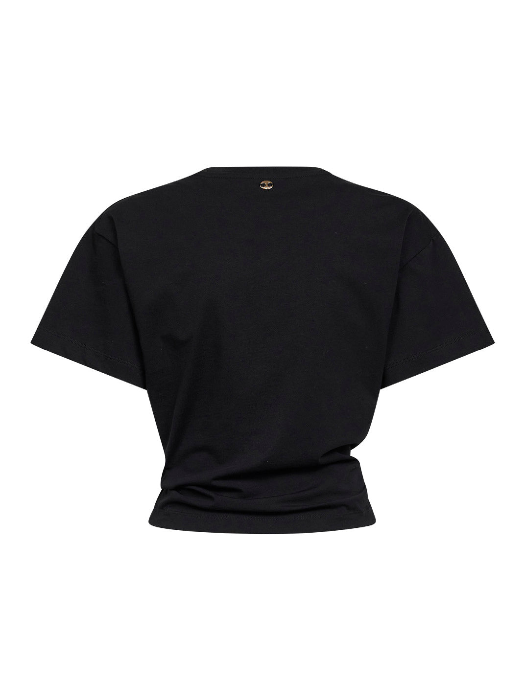 Black cotton cropped T-shirt with piercing