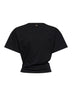 Black cotton cropped T-shirt with piercing