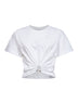 White cotton cropped T-shirt with piercing