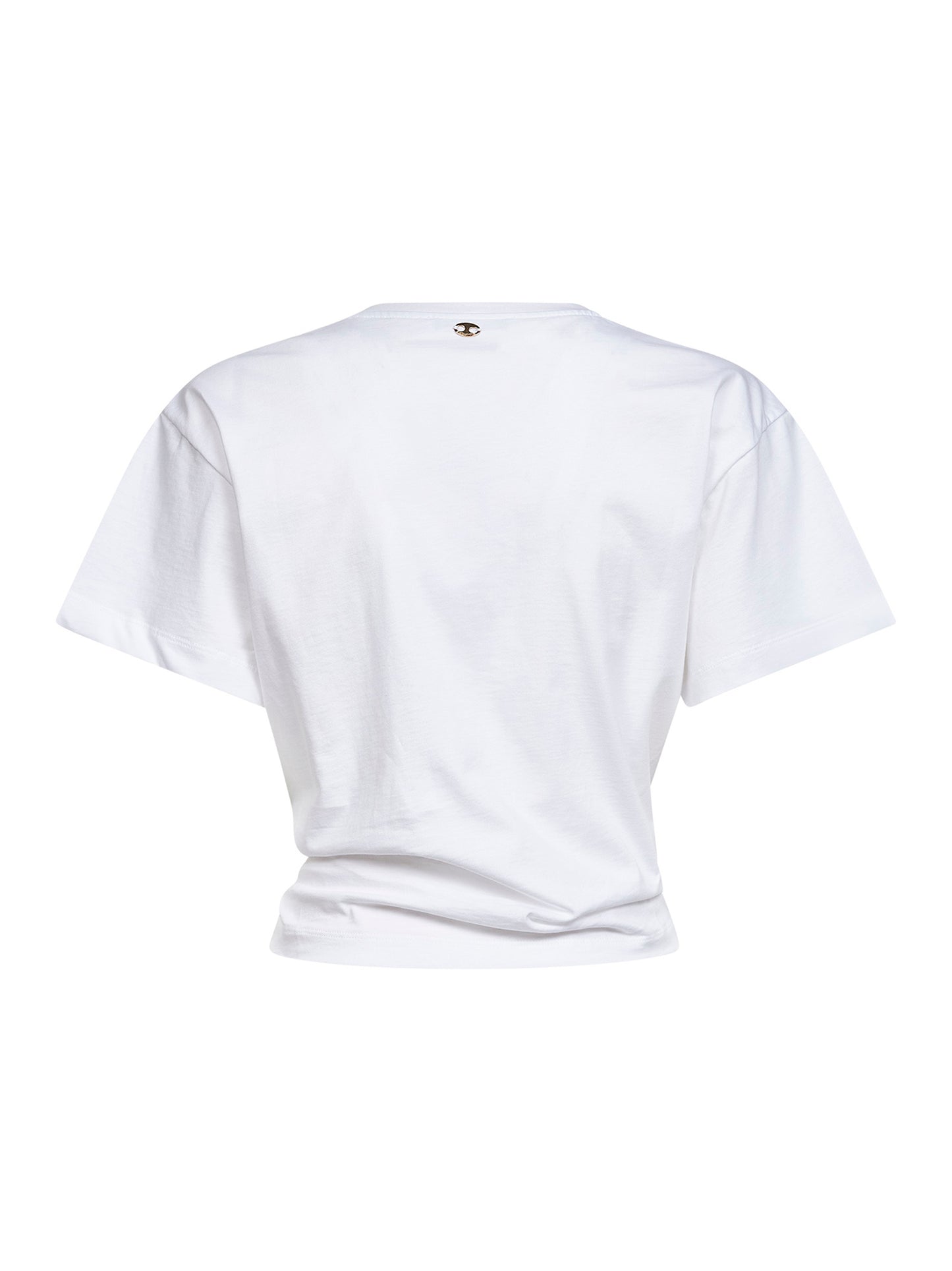 White cotton cropped T-shirt with piercing