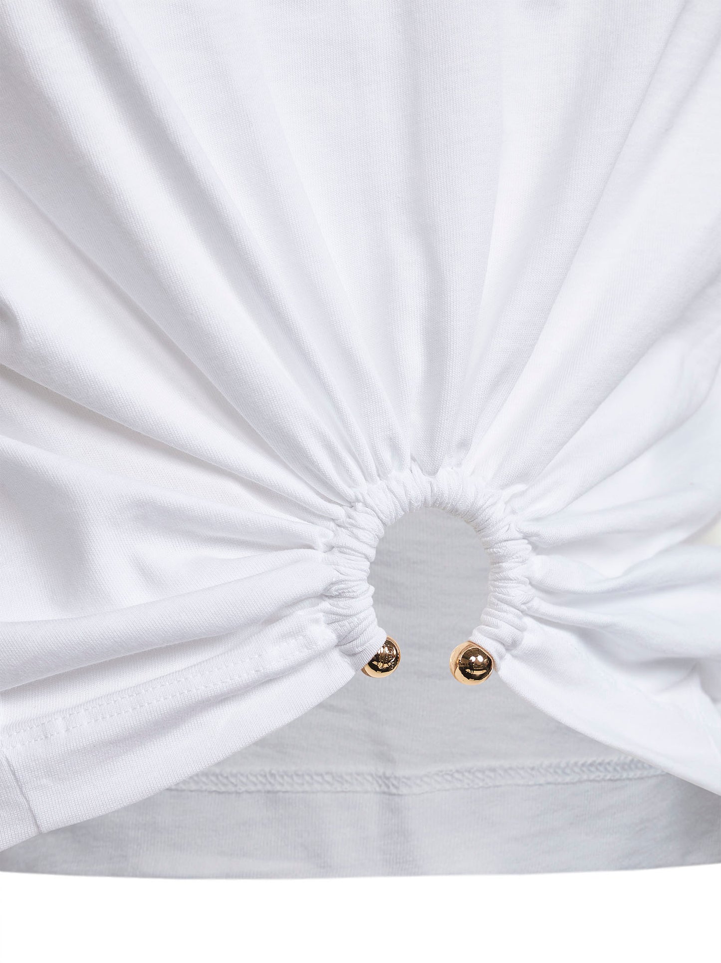 White cotton cropped T-shirt with piercing