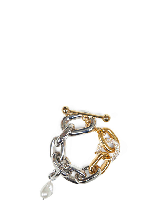 Bracciale XL Link bicolore argento e oro con dettagli Punk<BR/>
