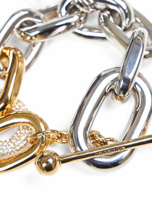 Bracciale XL Link bicolore argento e oro con dettagli Punk<BR/>