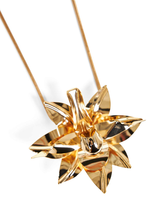 Collana in metallo oro con fiore oversize <BR/>