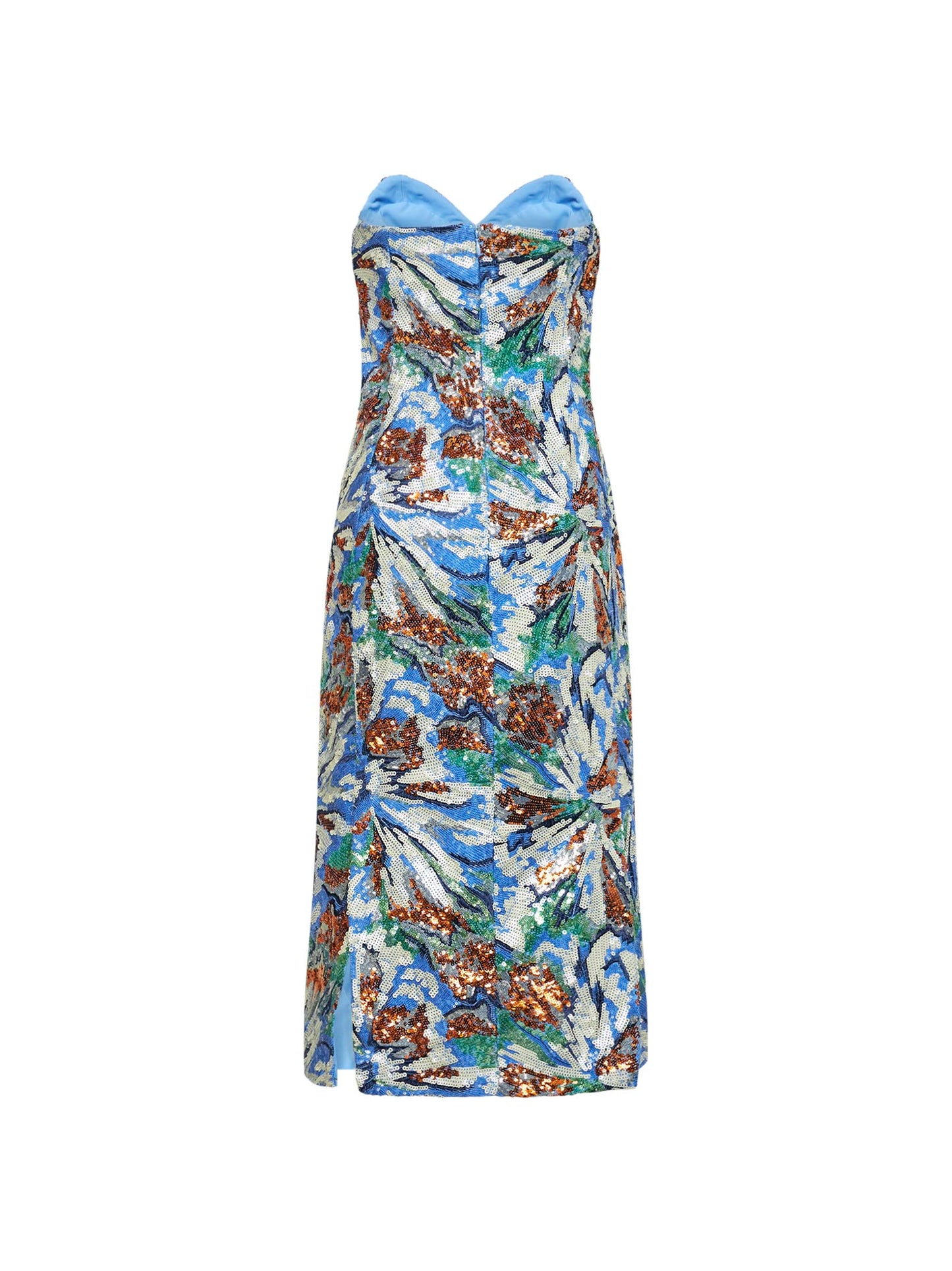 Midi dress with multicolor floral sequin embroidery