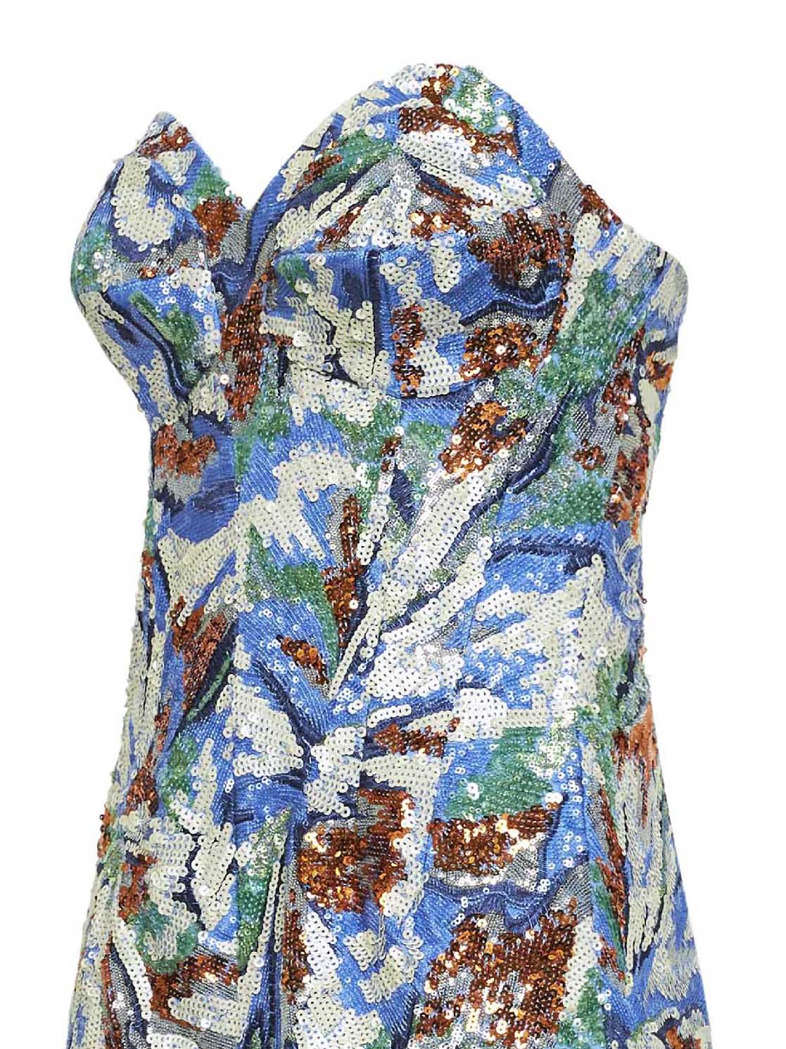 Midi dress with multicolor floral sequin embroidery