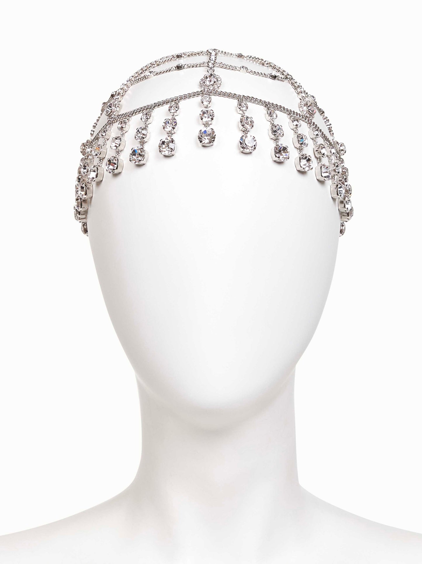 Silver brass and crystals hair cap