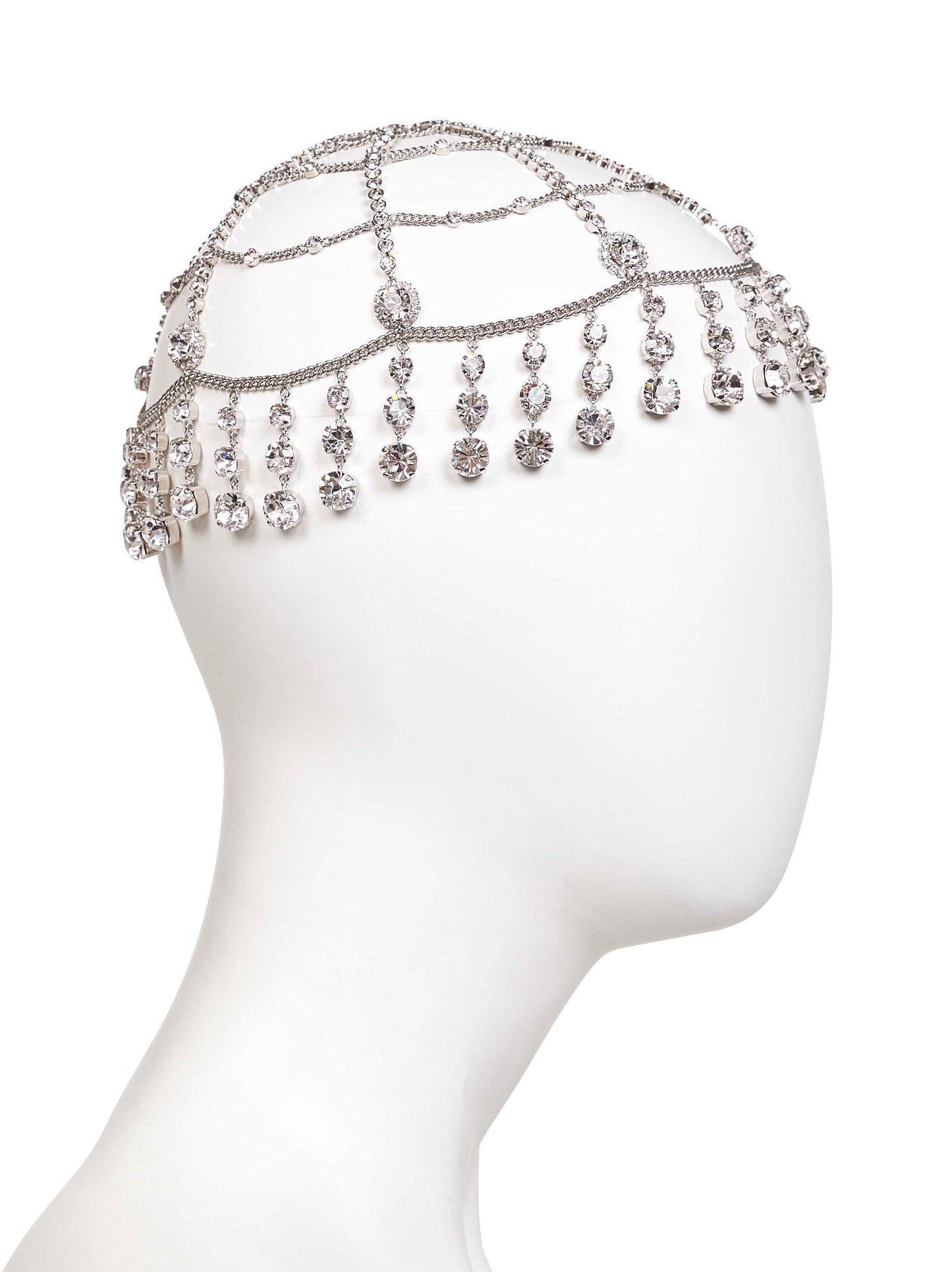 Silver brass and crystals hair cap