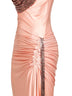 Pink viscose jersey and mesh long dress