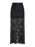 Black viscose jersey and lace midi skirt