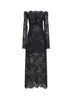 Abito midi in pizzo stretch con paillettes ricamate nero