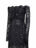 Abito midi in pizzo stretch con paillettes ricamate nero