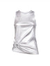 Silver foil ribbed jersey tank top with piercing