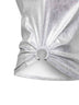 Silver foil ribbed jersey tank top with piercing