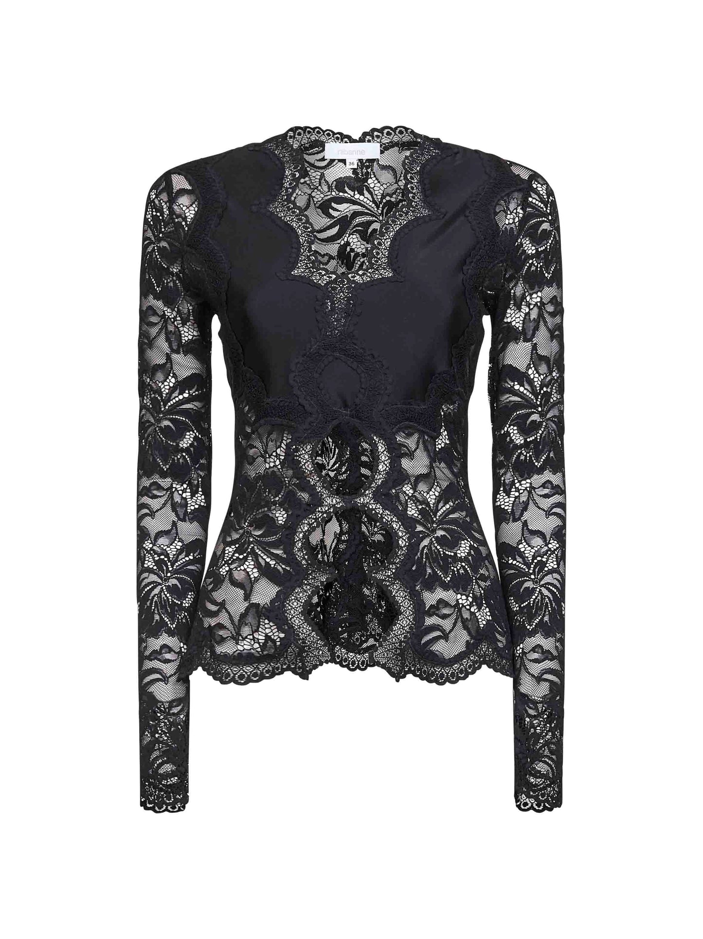 Black lace and viscose jersey top