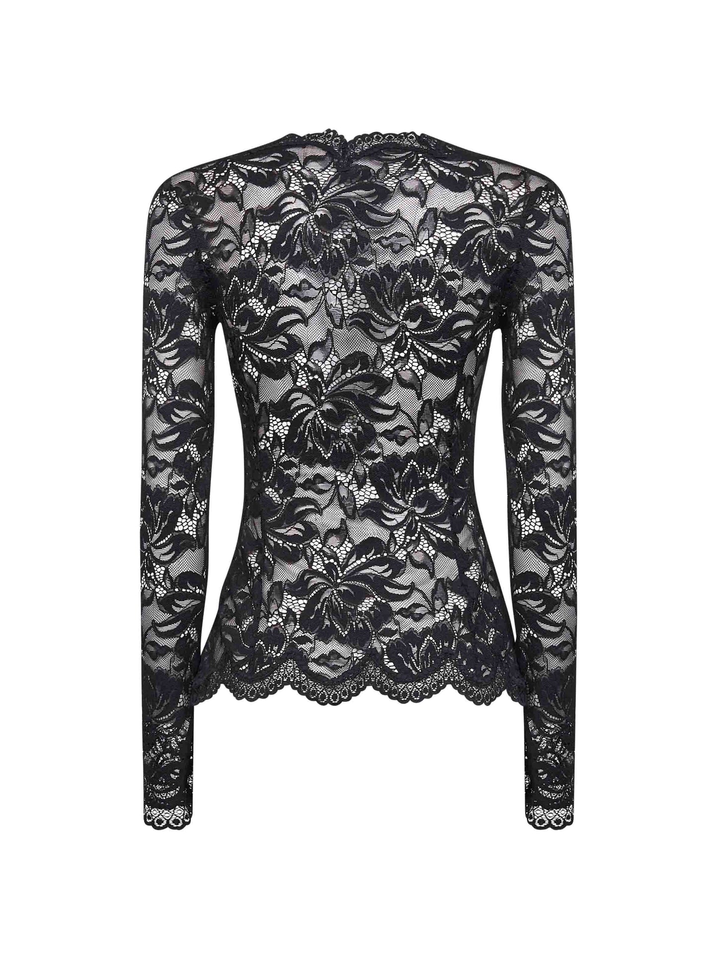 Black lace and viscose jersey top