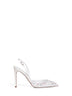 White crystal-embellished Cinderella 105 slingback pumps