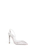 White crystal-embellished Cinderella 105 slingback pumps