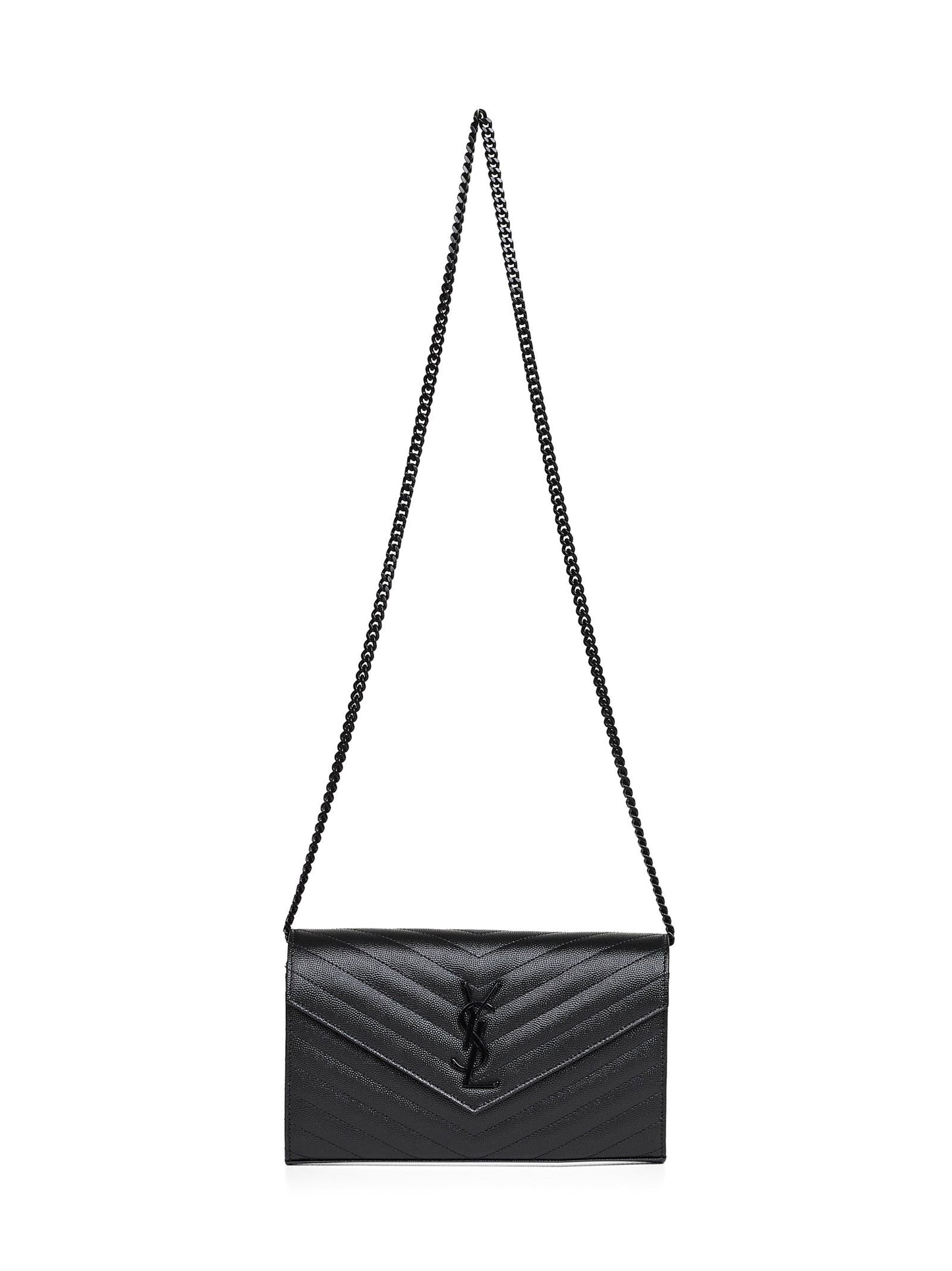 Pochette con catena Cassandre classica nera<BR/>