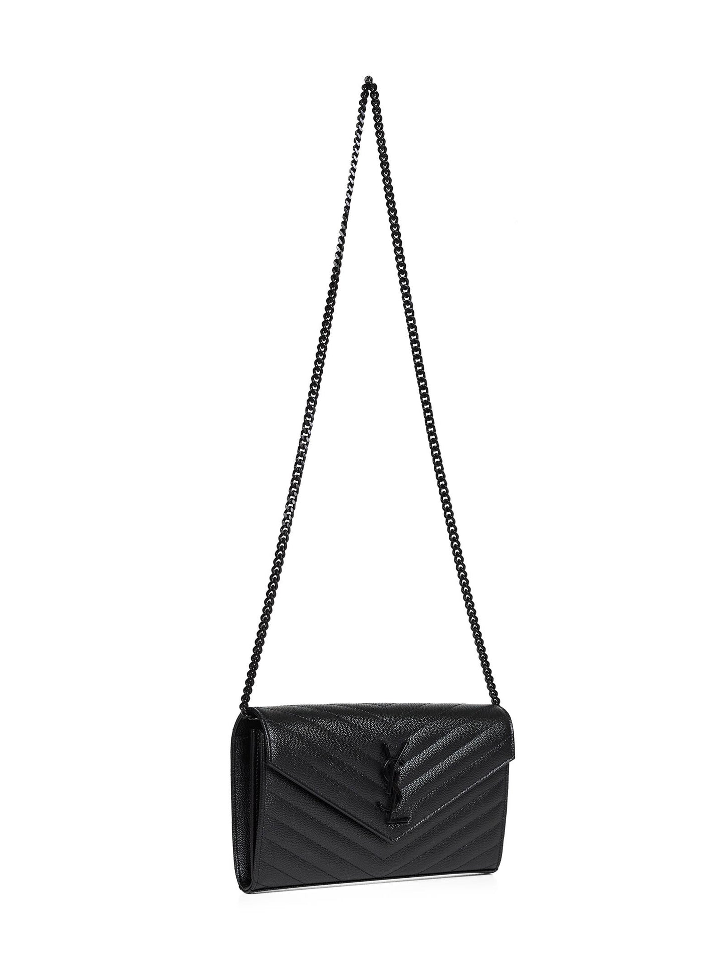 Pochette con catena Cassandre classica nera<BR/>