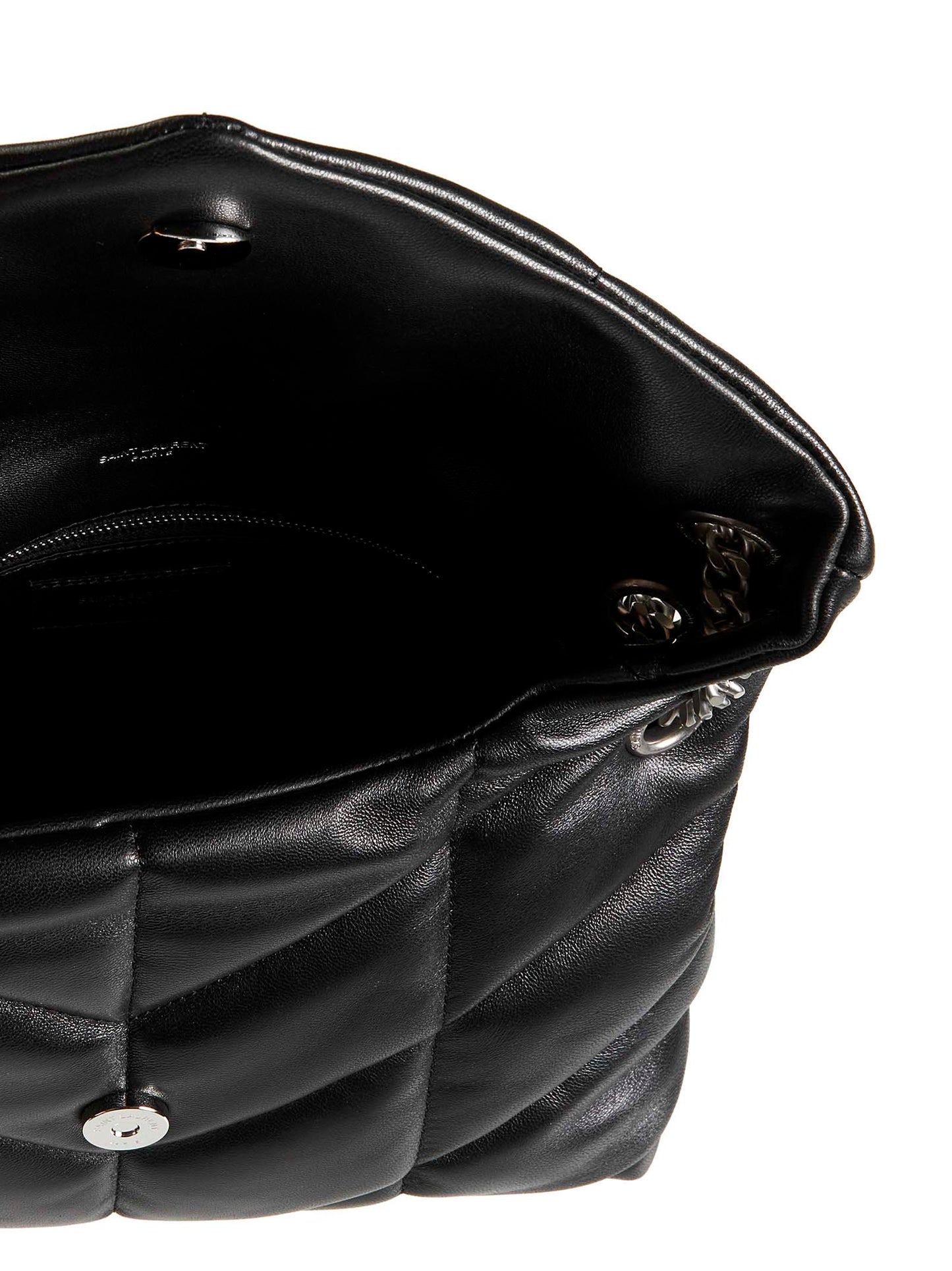 Puffer small YSL logo quilted leather bag