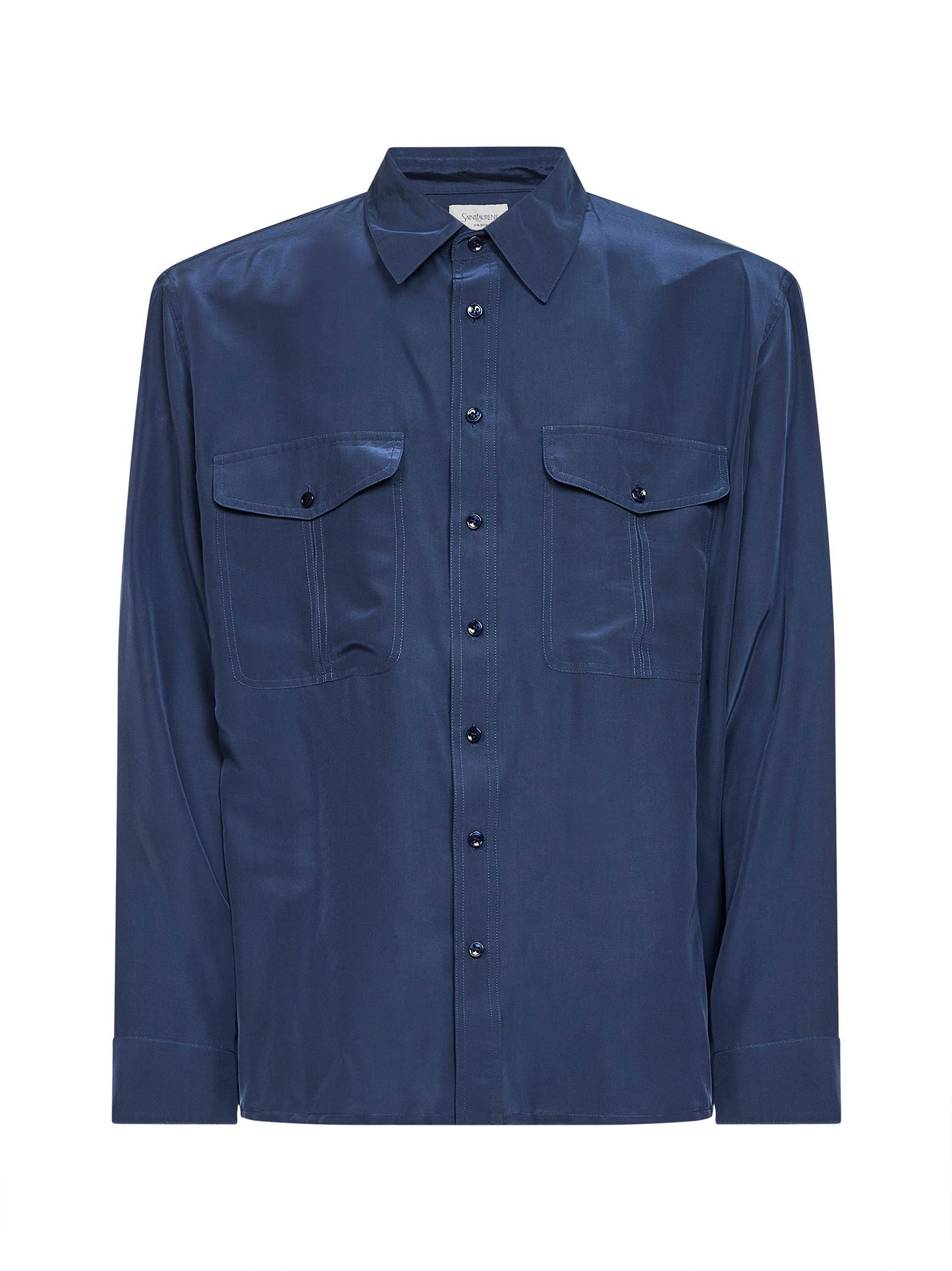 Blue viscose and silk shirt