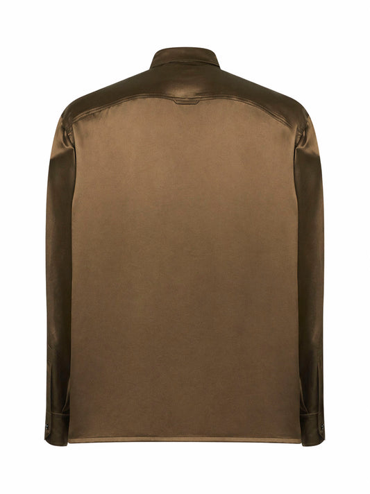 Khaki silk satin shirt