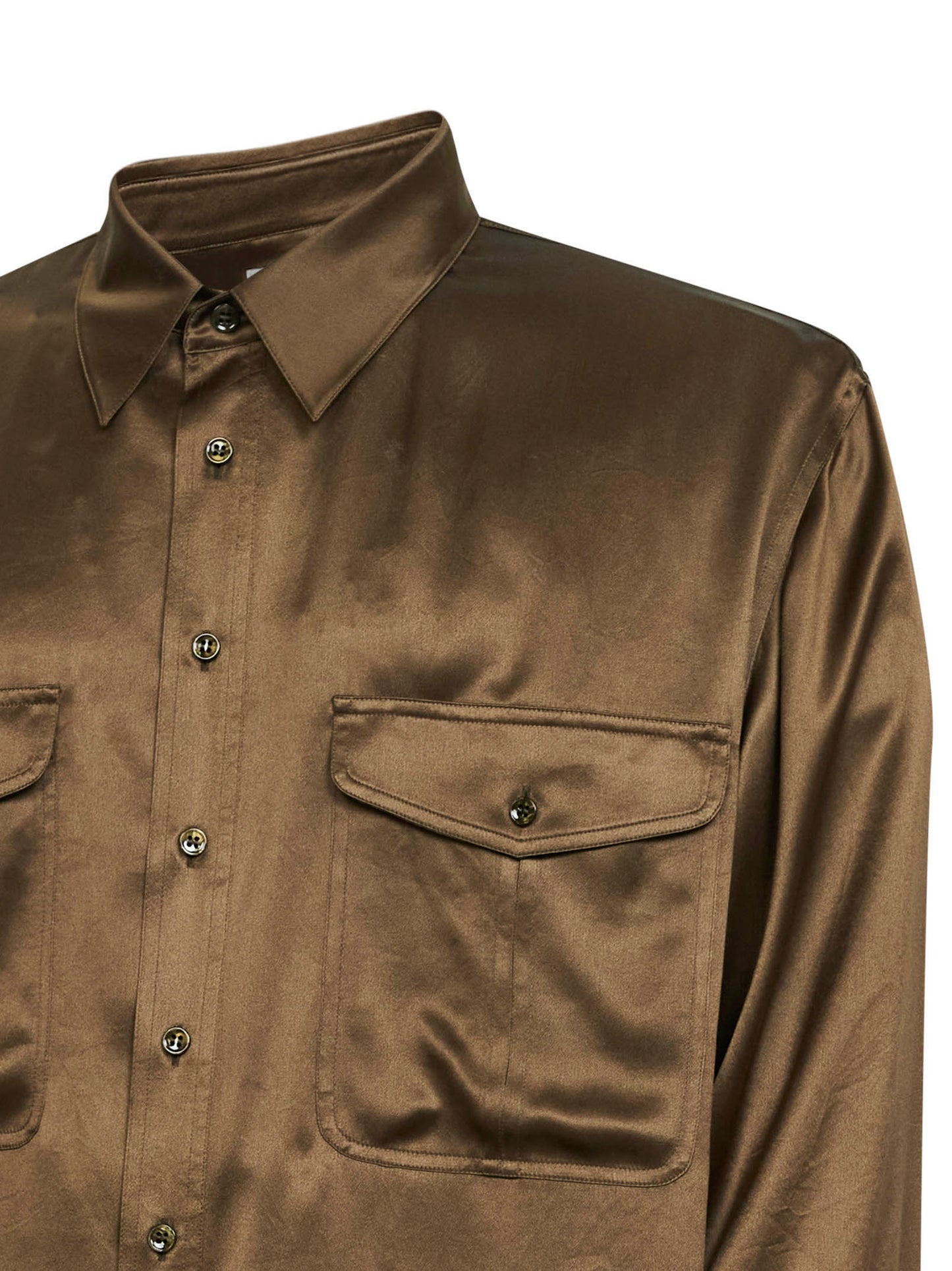 Khaki silk satin shirt