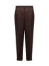 Chocolate duchesse silk satin slim-fit trousers