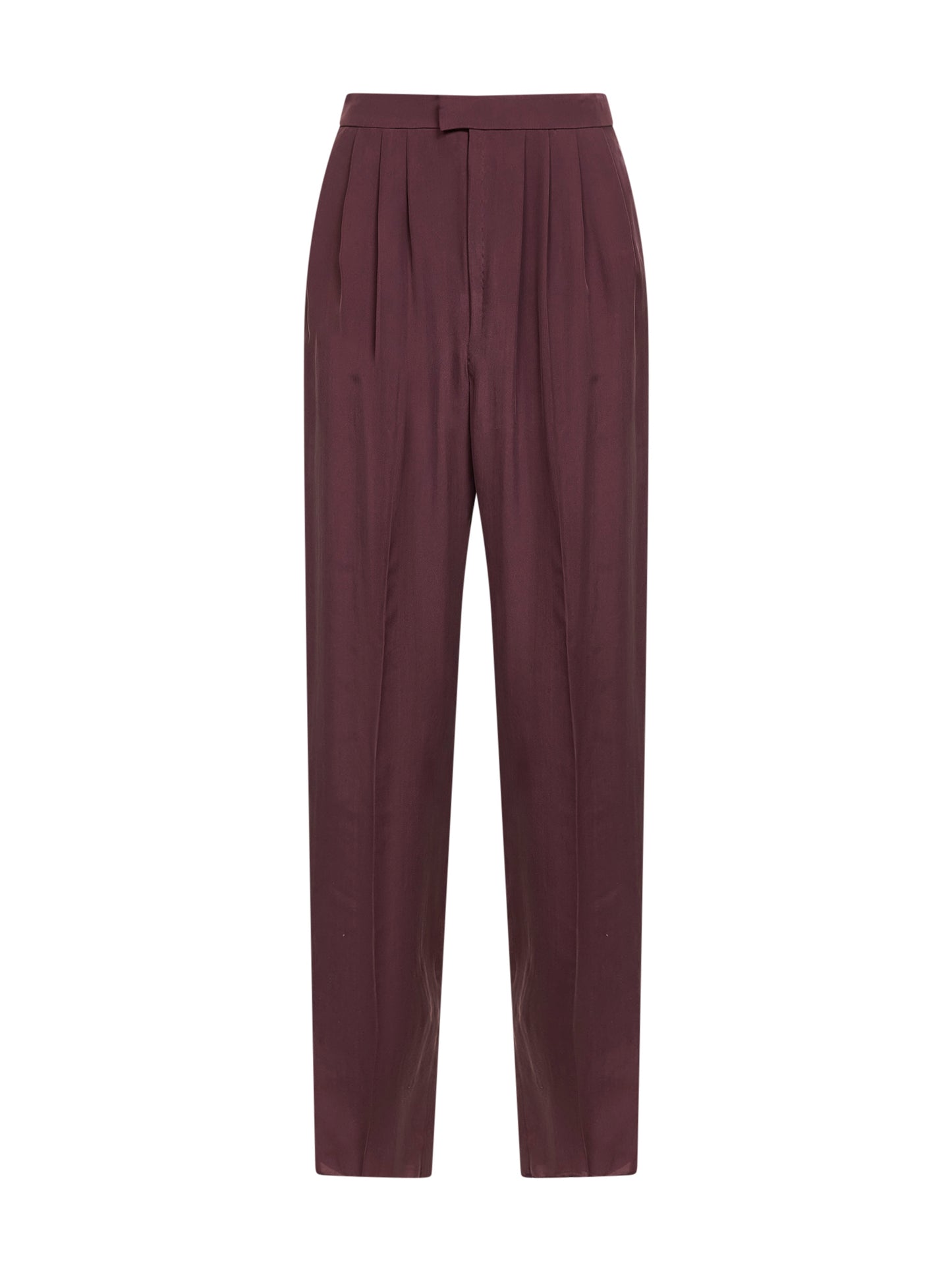 Aubergine silk habutai tailored trousers