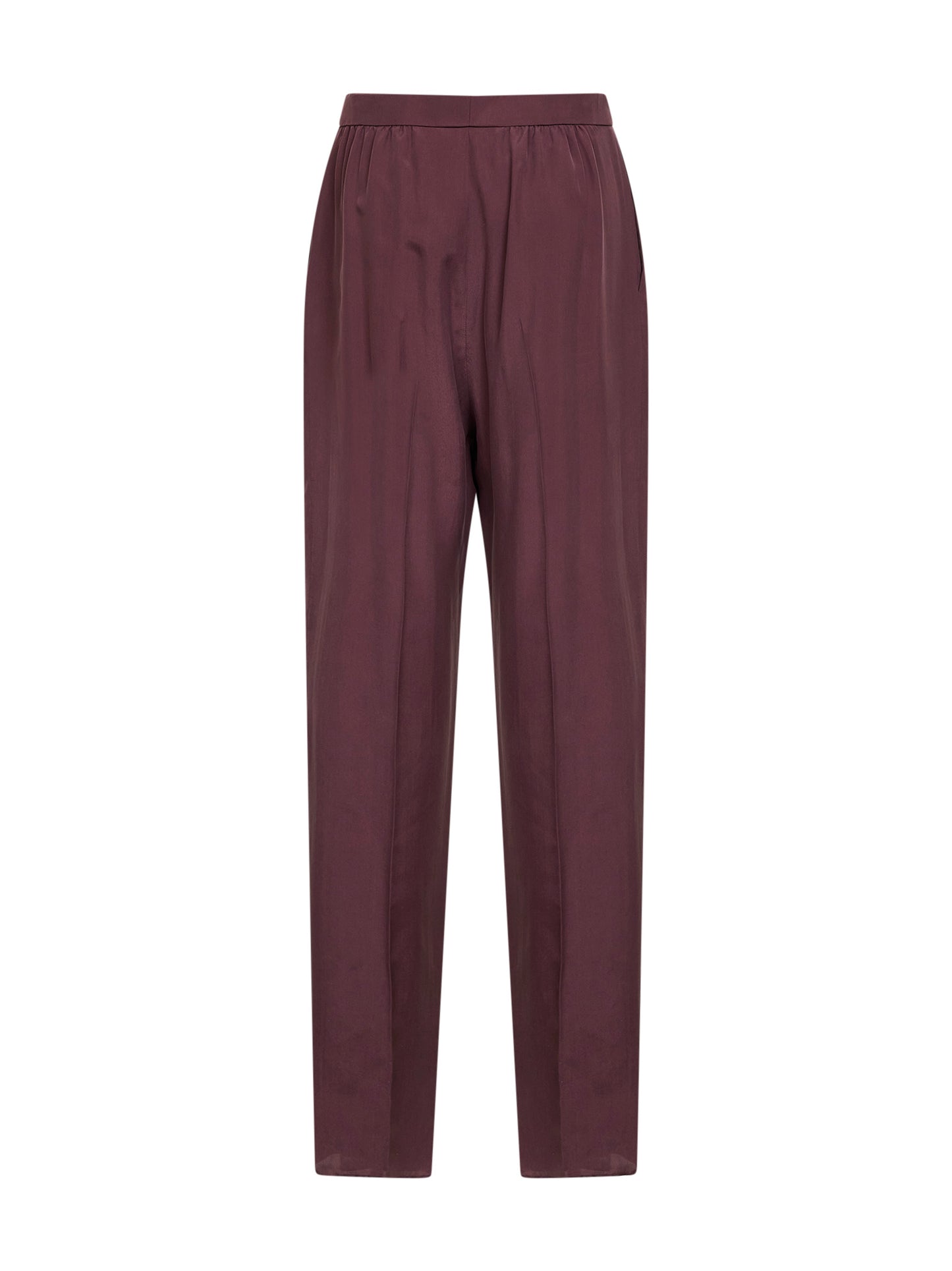 Aubergine silk habutai tailored trousers