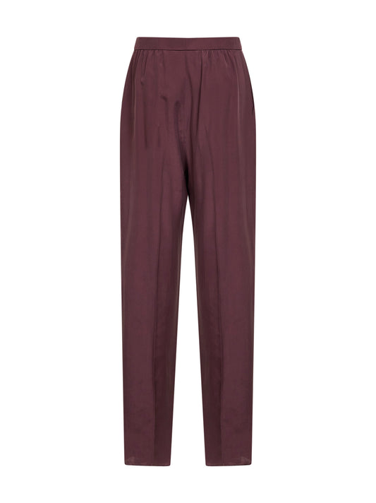 Aubergine silk habutai tailored trousers