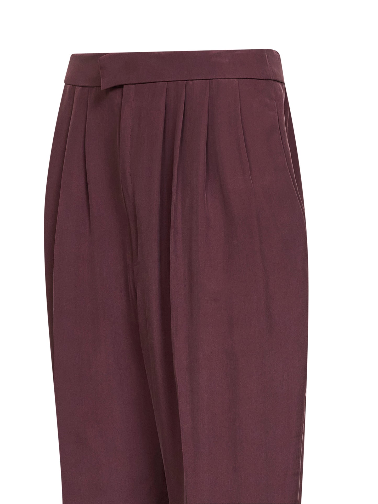 Aubergine silk habutai tailored trousers