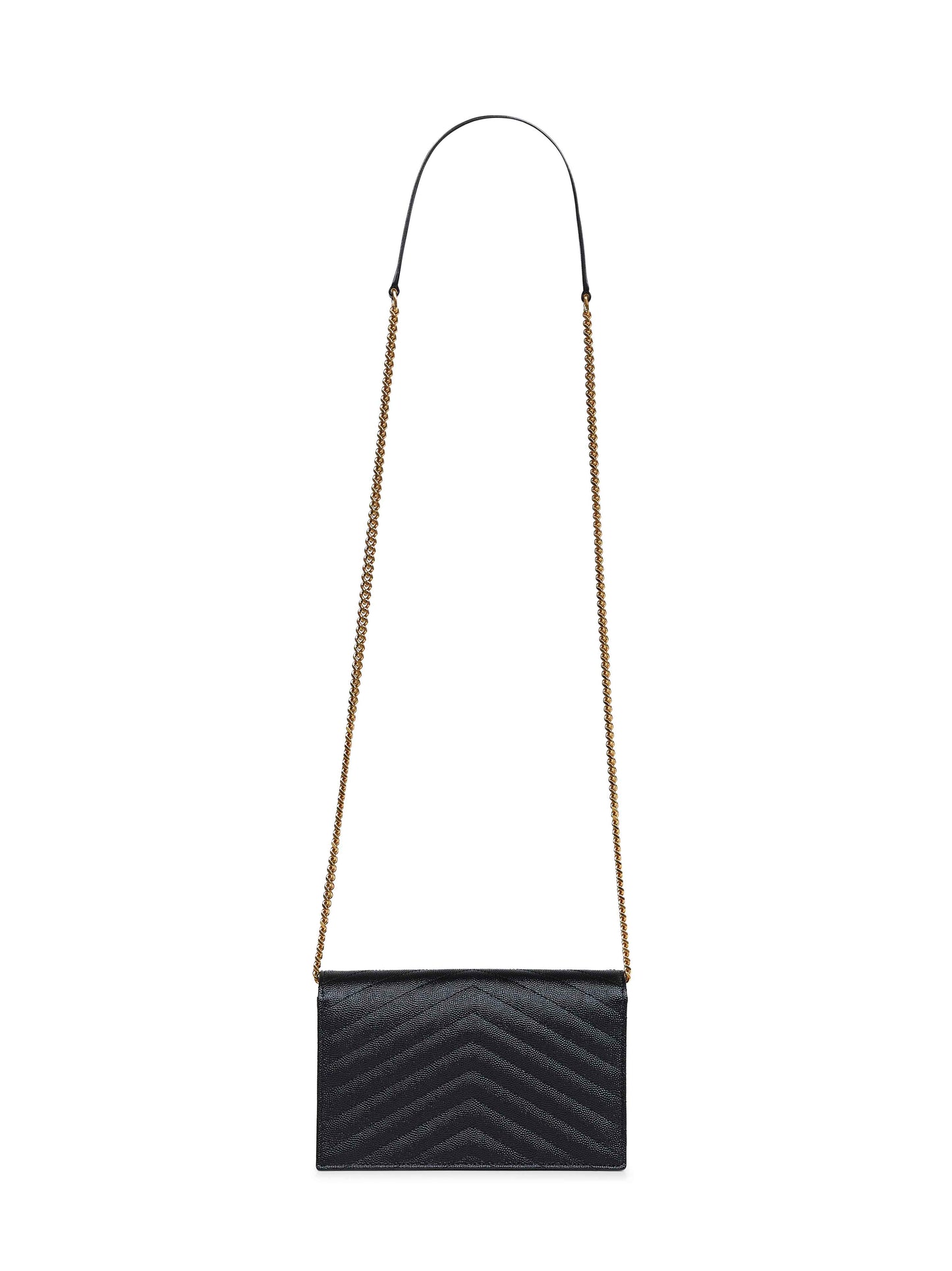 Black Cassandre Classic envelope clutch with chain shoulde strap