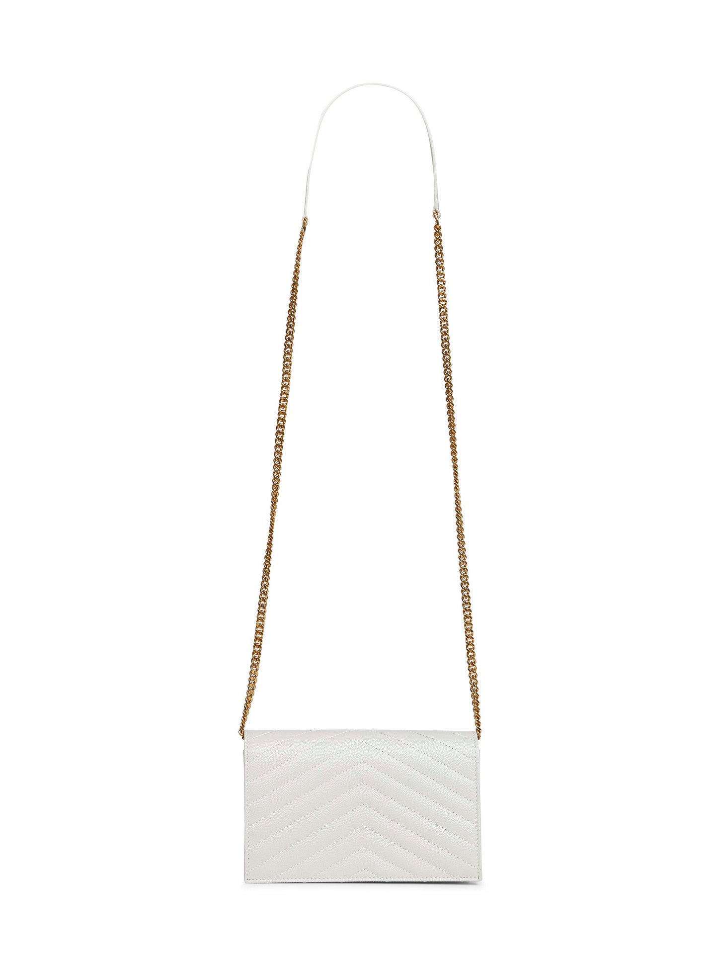 Soft cream Cassandre Classic envelope clutch with chain shoulde strap