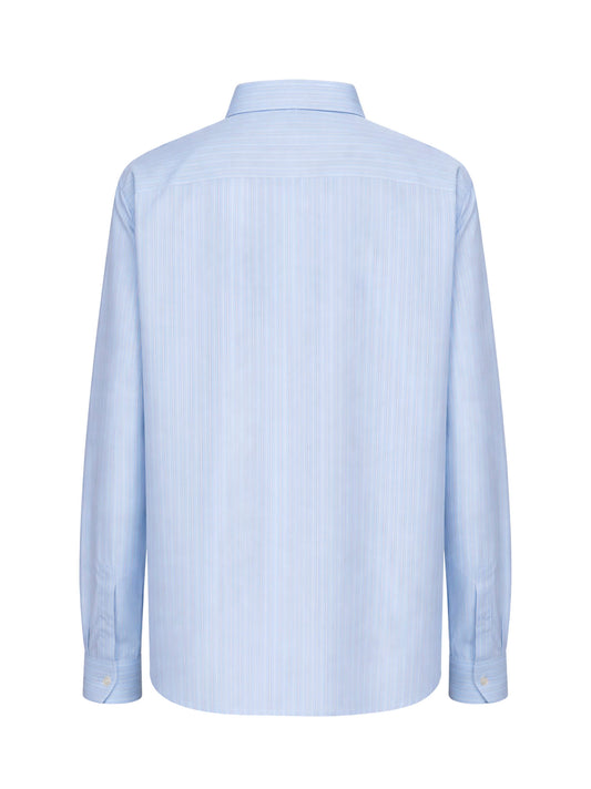 Light blue and grey striped cotton poplin Cassandre shirt