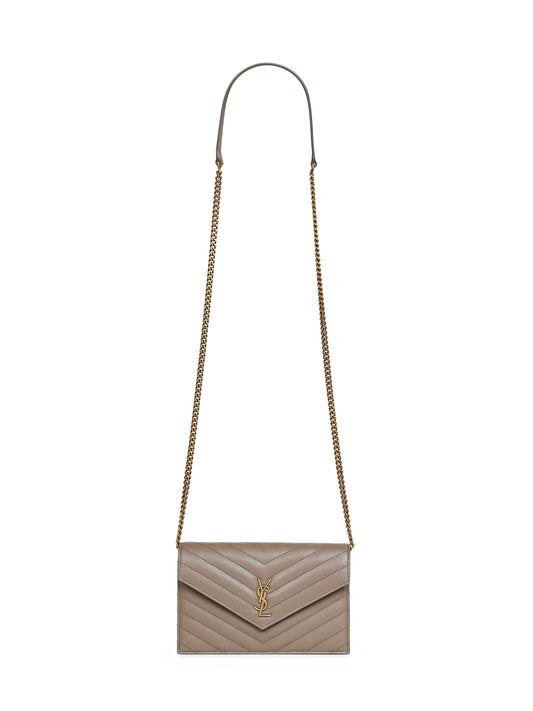 Light taupe Cassandre Envelope chain wallet
