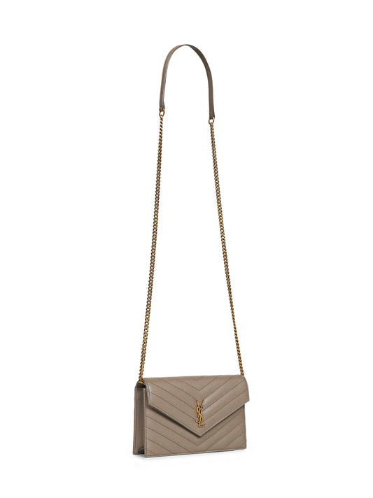 Light taupe Cassandre Envelope chain wallet