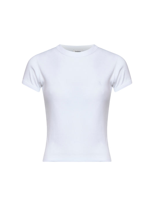 T-shirt Cassandre in jersey di cotone a costine bianco