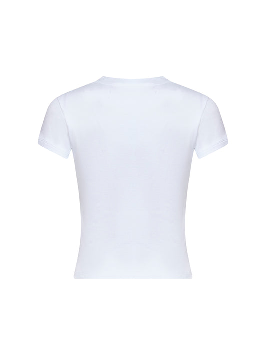 T-shirt Cassandre in jersey di cotone a costine bianco