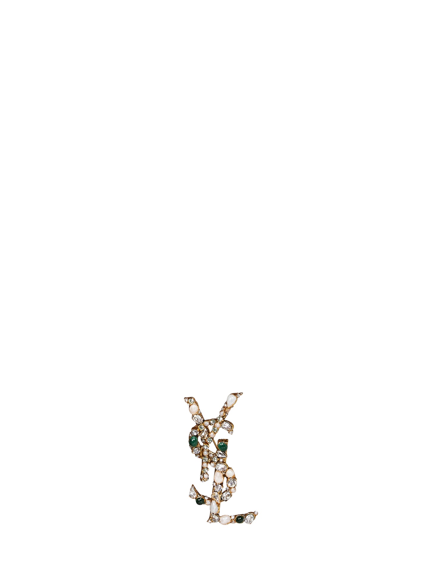 Metal crystal-embellished Cassandre brooch
