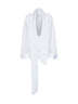 Camicia in popeline di cotone bianco con collo lavallière