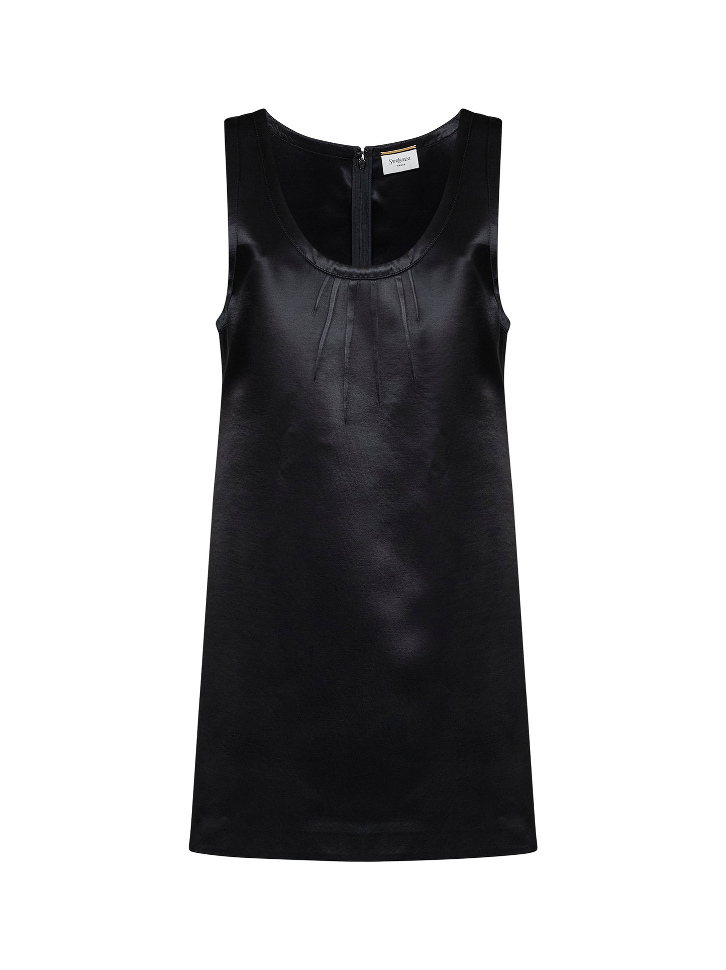 Black satin Cassandre sheath mini dress