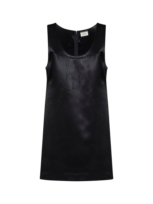 Black satin Cassandre sheath mini dress