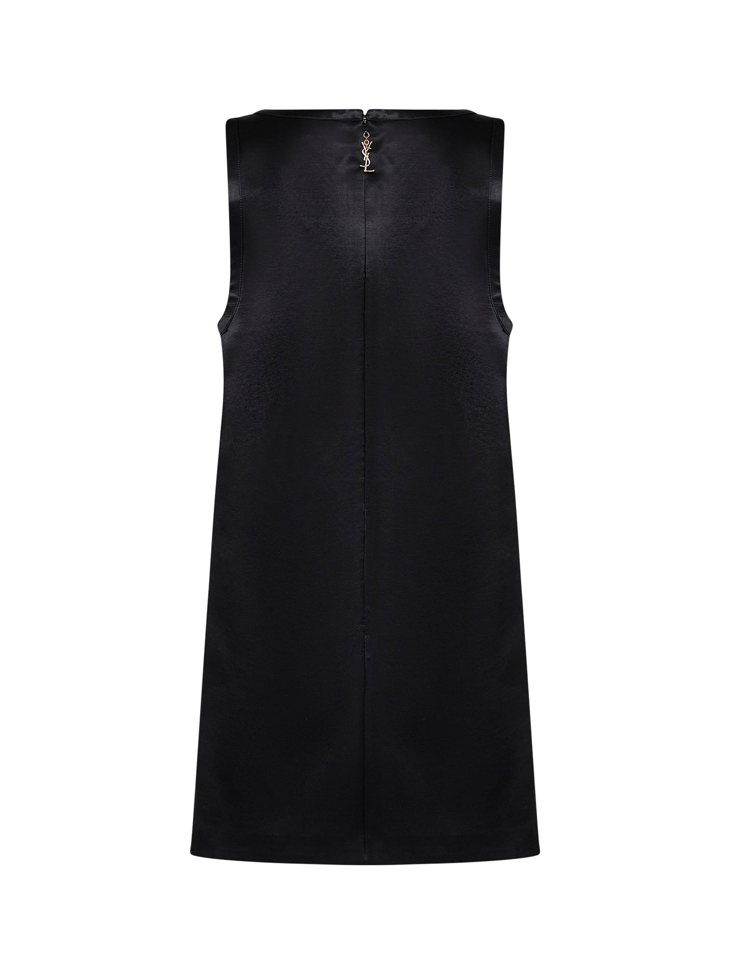 Black satin Cassandre sheath mini dress