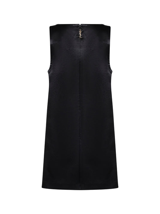 Black satin Cassandre sheath mini dress