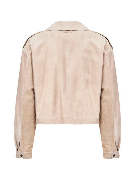 Sand suede biker jacket