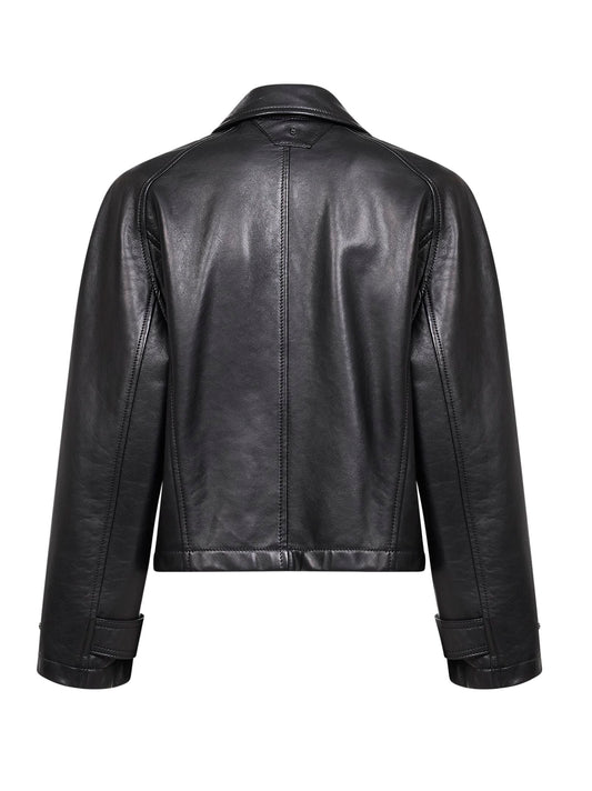 Black plongè nappa leather jacket