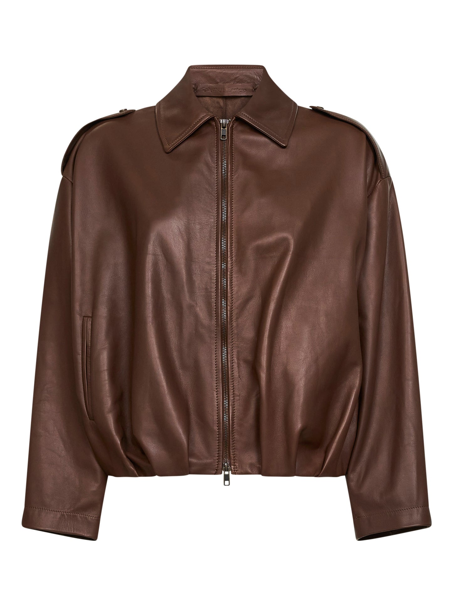 Giacca in pelle nappa plongé biscotto