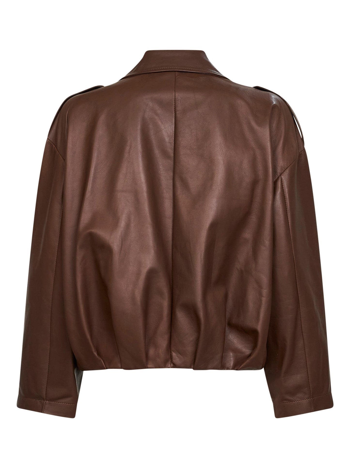 Giacca in pelle nappa plongé biscotto